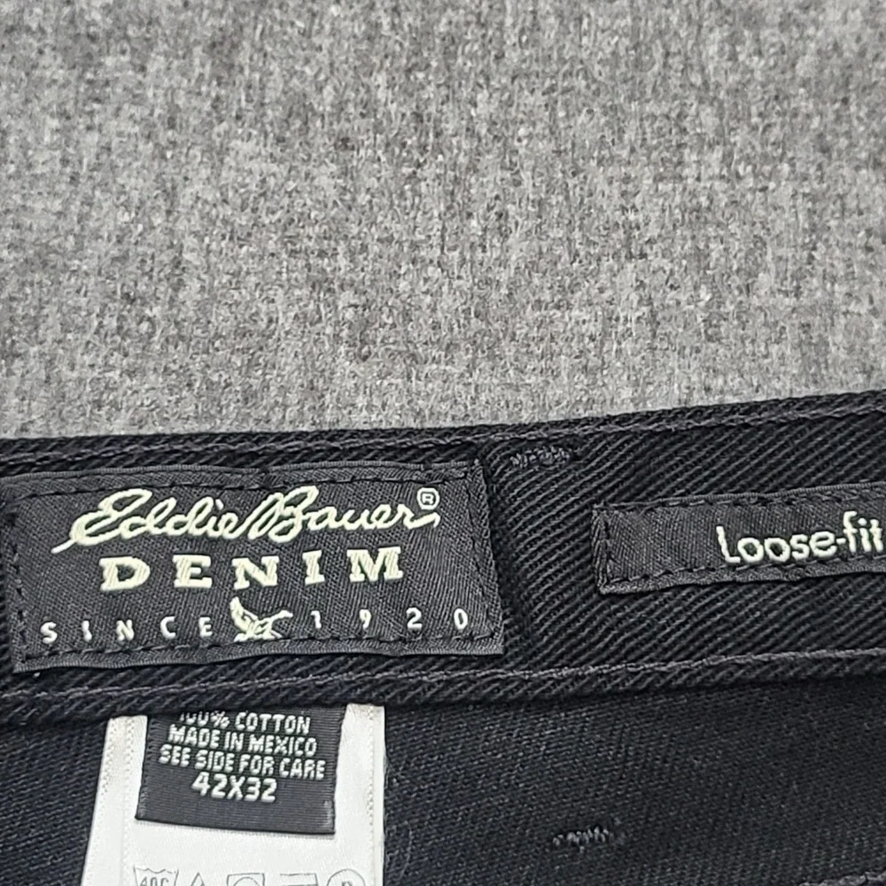 Eddie Bauer‎ Mens Loose Fit Black Denim Jeans Size 42x32 Cotton